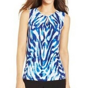 🌟 Tahari Watercolor Sleeveless Blouse - Blue, White